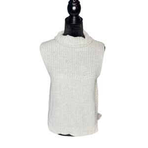 Cotton Emporium Women's sz XS Cable Knit Sleeveless Sweater Hi-Neck Top Gray